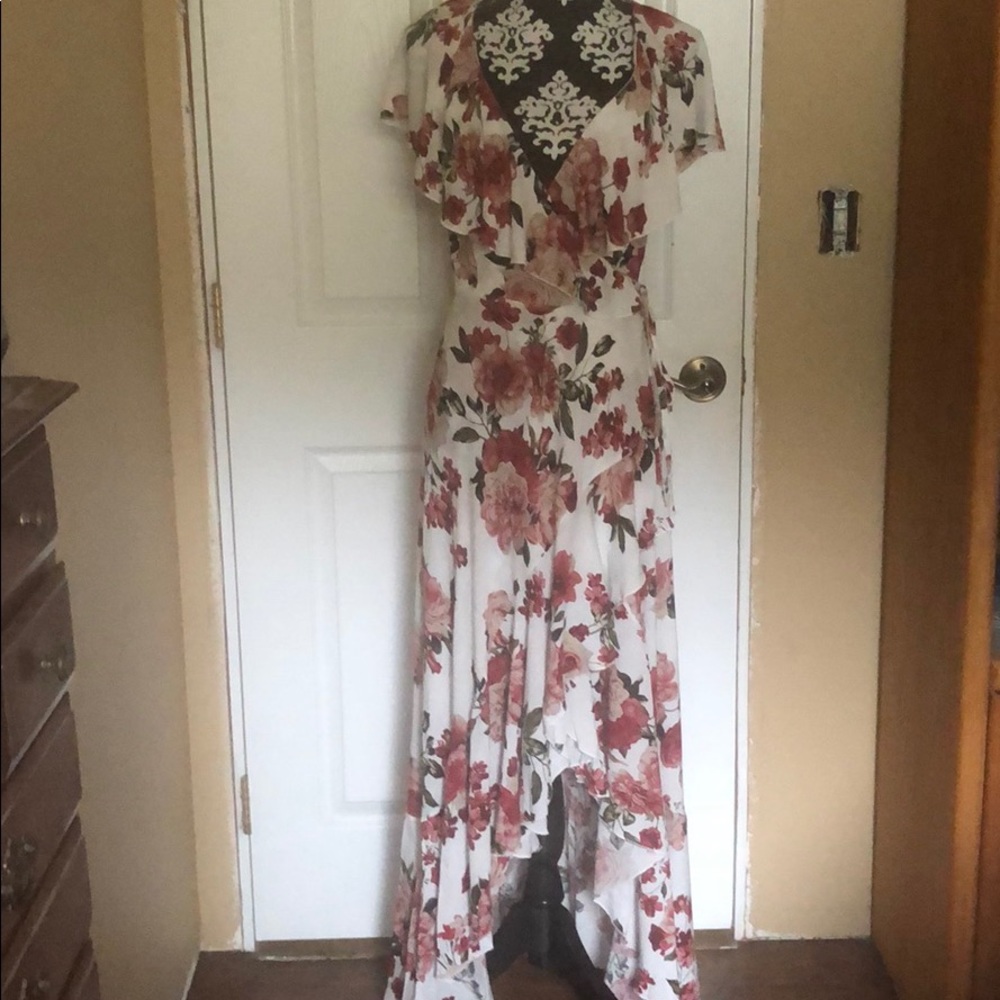 High Low Ruffle Wrap Dress